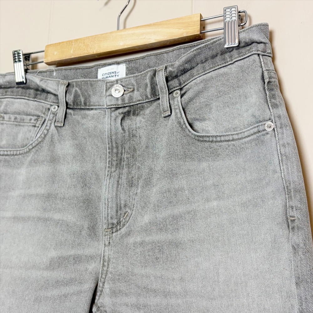 Citizens of Humanity Isola Straight Cropped Jeans 28 Faded Grey Raw Hem Frayed - Picture 4 of 10